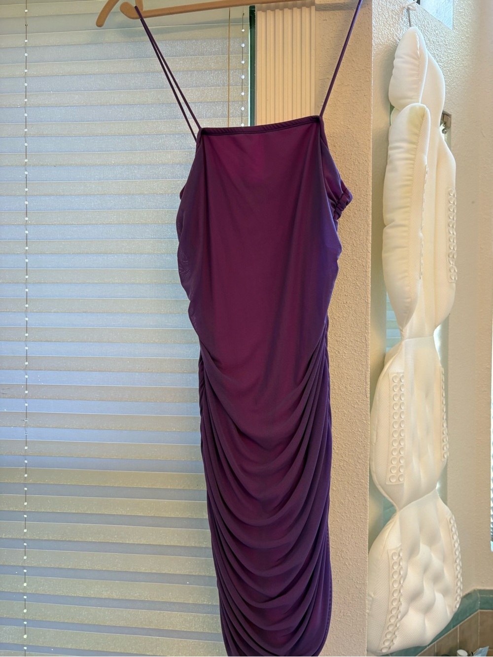 SHEIN Deep Purple Ruched Midi Slip Dress